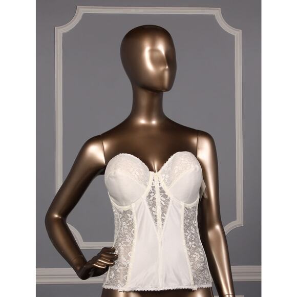 Carnival 423 Spandex Lace Corset Bra with Garter Straps Bridal 32DD DD cup - Picture 3 of 6